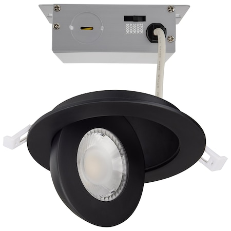 Satco LED Direct Wire Downlight Gimbaled, 9 Watt CCT Selectable, 4 Inch Round, Remote Driver, Black S11842